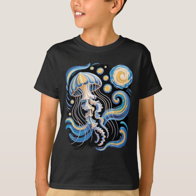 Camiseta Starry night van gogh jellyfish scuba diving surf (Anverso)
