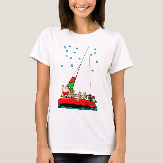Camiseta Starry Santa Sailing a los Navidades (Anverso)