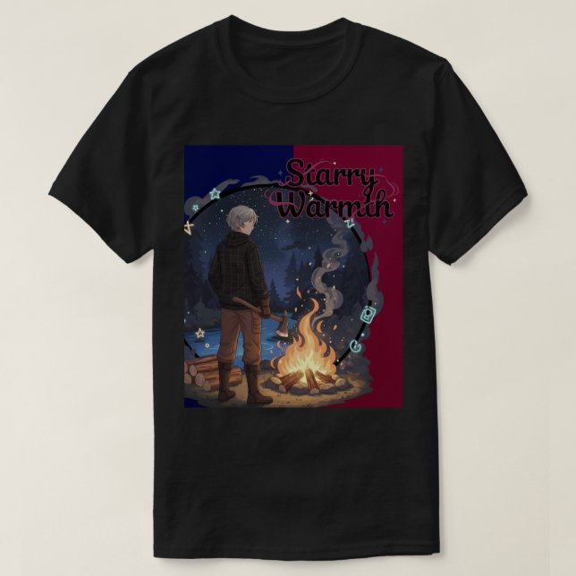 Camiseta Starry Warmth - Lumberjack Anime Boy by Campfire (Diseño del anverso)