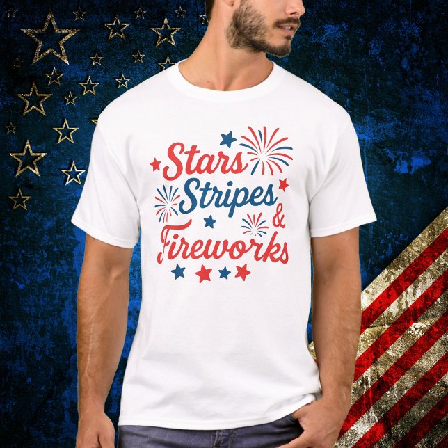 Camiseta Stars Stripes and Fireworks Patriotic (Subido por el creador)