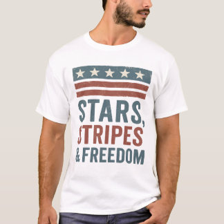 Camiseta Stars Stripes & Freedom USA T-Shirt - 4 de julio