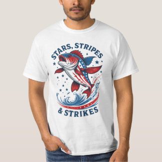 Camiseta Stars, Stripes & Strikes Patriotic Fishing Tee