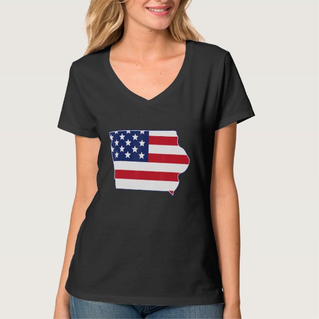 Camiseta State of Iowa USA American Flag Patriotic (Anverso)
