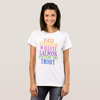 Camiseta State of Michigan Fish Rainbow Text T-Shirt