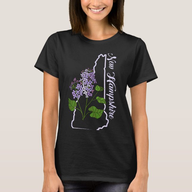 Camiseta State Of New Hampshire Purple Lilac Flower  (Anverso)