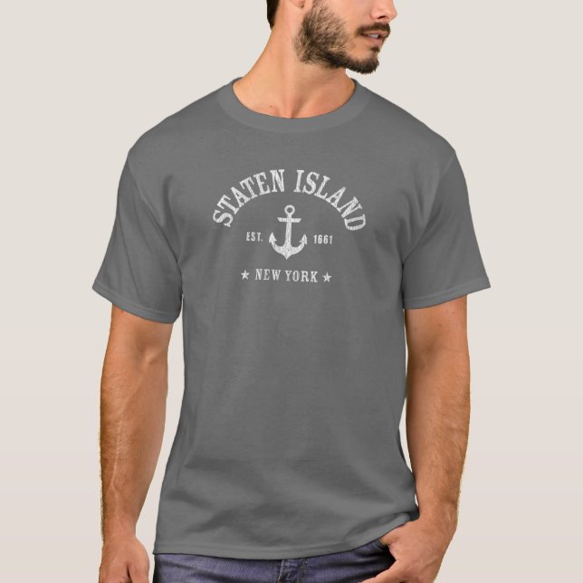 Camiseta STATEN ISLAND NY Nautical Design W Anchor (Anverso)