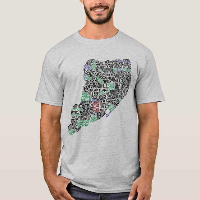 Camiseta Staten Island NY Typography Map Tee Shirt (Anverso)