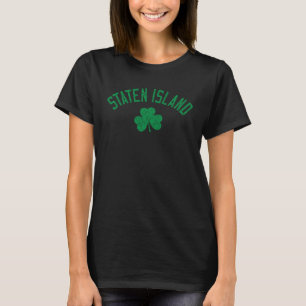 Camiseta Staten Island Text Irlandés Shamrock Angustiado Ve