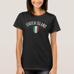 Camiseta Staten Island Text Italy Flag Shield Distresbalado