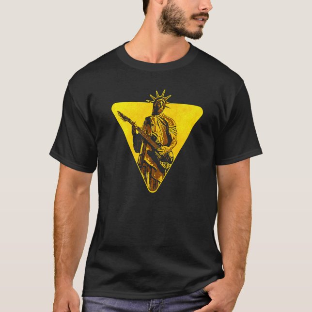 Camiseta Statue of Liberty Playing Electric Guitar Bass Roc (Anverso)