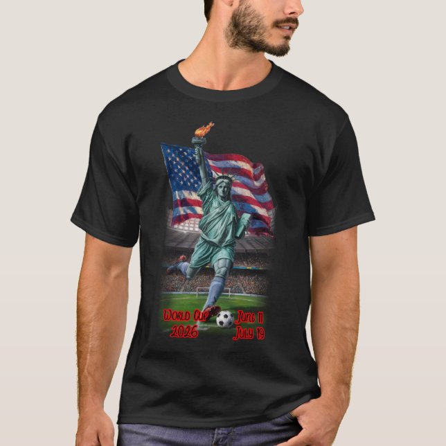 Camiseta Statue of Liberty plays Soccer on a Black (Anverso)
