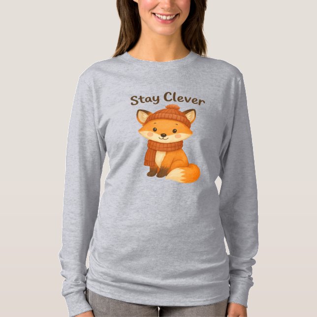 Camiseta  Stay Clever Women’s Winter T-Shirt – Cute Fox in  (Anverso)