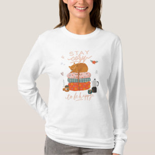 Camiseta Stay Cosy Fall Crok Cat otoño