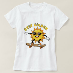 Camiseta Stay Golden Skateboarding Sun T-Shirt - Retro Guay