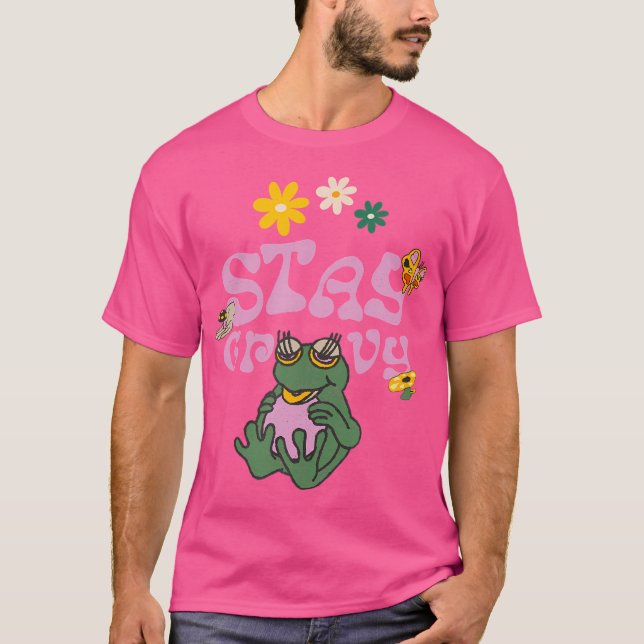 Camiseta Stay Groovy Disko Fiesta Hippie Frog (Anverso)