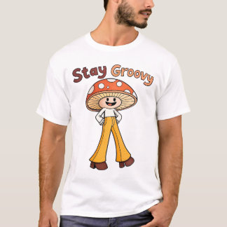 Camiseta Stay Groovy Smiling Mushroom 70 Retro