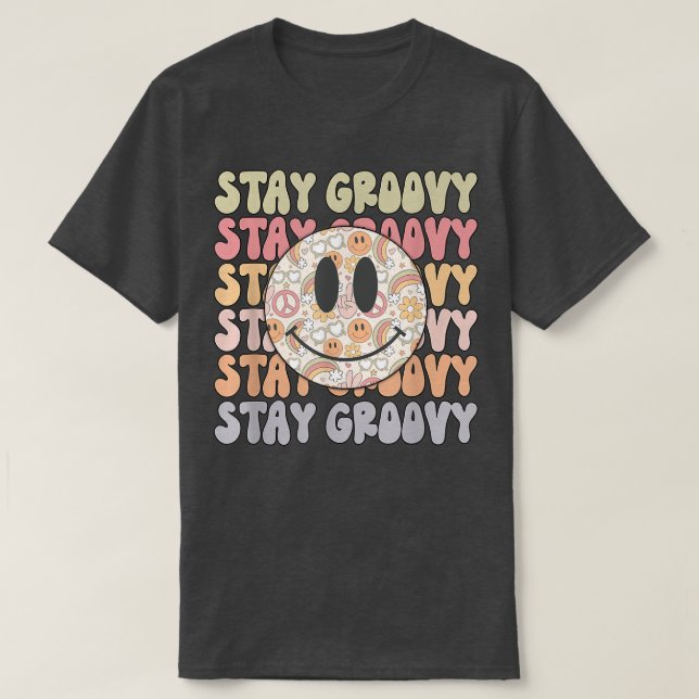 Camiseta Stay GroovyRetro Happy Face Piece Hippie Boho Rain (Diseño del anverso)