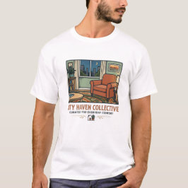 Camiseta Stay Home Club - Cozy Living Room T-Shirt - Cat Ar
