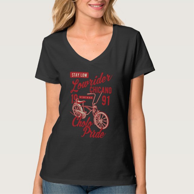 Camiseta Stay Low Cholo Pride Chicano Lowrider Bicycle Retr (Anverso)