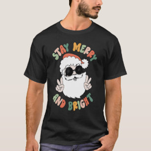 Camiseta Stay Merry y Bright Groovy Vibes Santa Peace Chr