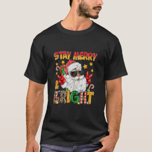 Camiseta Stay Merry Y Búfalo Brillante De Santa Claus Leopa