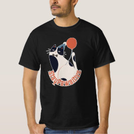 Camiseta Stay Pawsitive Tuxedo Cat Birthday Party Grey 