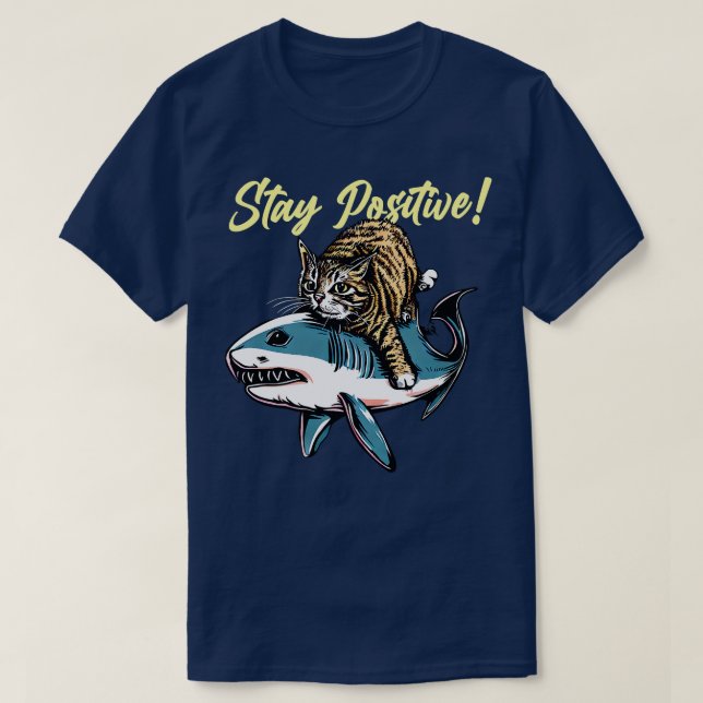 Camiseta Stay Positive Funny Cat ride 3 (Diseño del anverso)