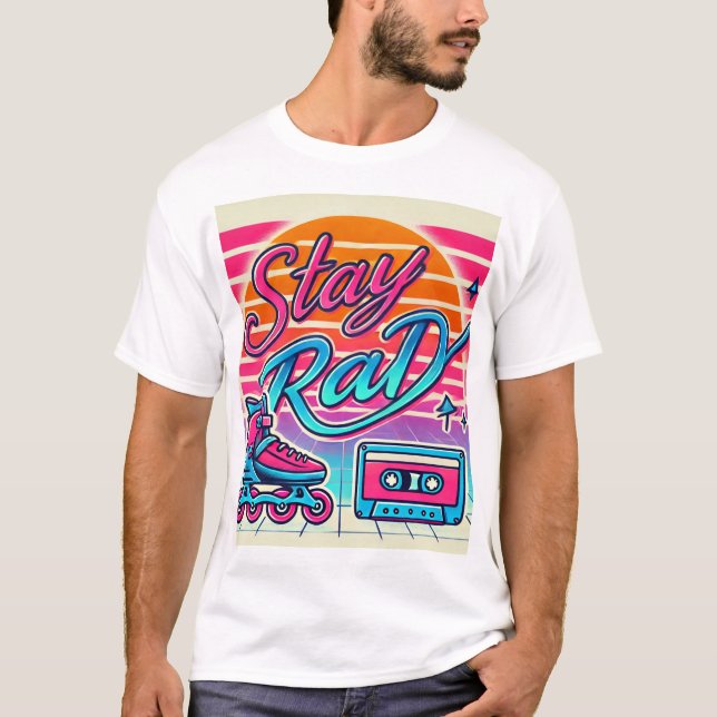 Camiseta Stay Rad Retro Roller Skate y Cassette (Anverso)