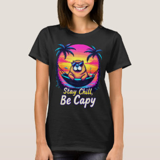 Camiseta Stay Retro Chill Be Capy Capybara Sunset Beach Gro