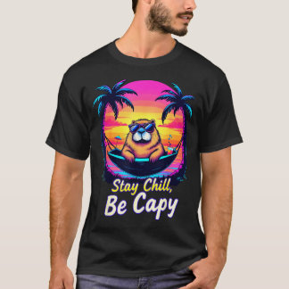 Camiseta Stay Retro Chill Be Capy Capybara Sunset Beach Gro