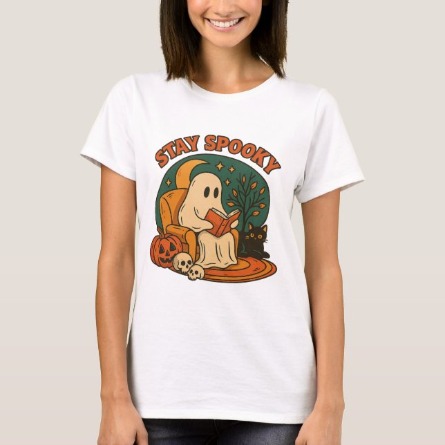 Camiseta Stay spooky ghost png • Library Ghost Print • Retr (Anverso)