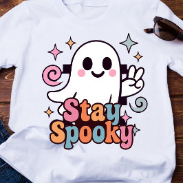 Camiseta Stay Spooky Groovy Ghost Retro Pastel Halloween