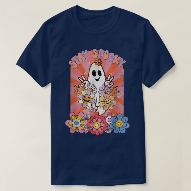 Camiseta Stay Spooky Halloween Hippie, Hola Cos de Hallowee (Diseño del anverso)