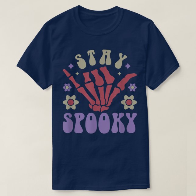 Camiseta Stay Spooky Retro Groovy traje para ropa de Hallow (Diseño del anverso)
