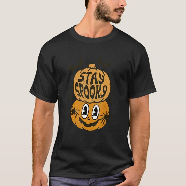 Camiseta Stay Spooky Retro Pumpkin Halloween Spooky Vibes S (Anverso)