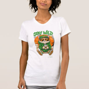Camiseta Stay Wild Cat – Gato de Streetwear con Ga