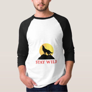 Camiseta Stay Wild Lobo Aullando En Luna Llena