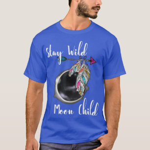 Camiseta Stay Wild Moon Child Boho Feather Lunar Eclipse Hi