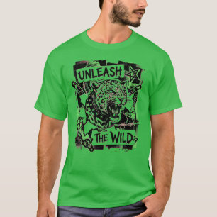 Camiseta Stay Wild – Neon Leopard Punk Graphic Tee