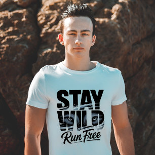 Camiseta Stay Wild Run Free Wolf Eyes Wilderness Adventure