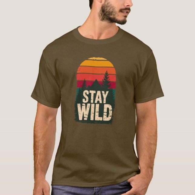 Camiseta Stay Wild Vintage Sunset Mountain T-Shirt (Anverso)