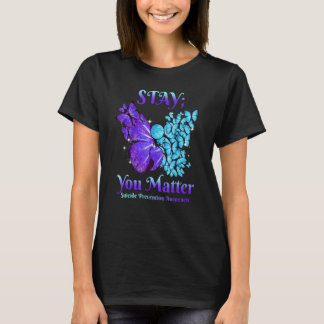 Camiseta Stay You Matter Butterfly Semicolon Suicide Awaren