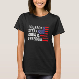 Camiseta Steak Borbón arma libertad bandera estadounidense