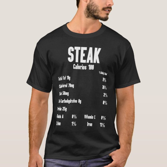 Camiseta Steak Calories Raw Steak Meat Food Beef Cow Grilli (Anverso)