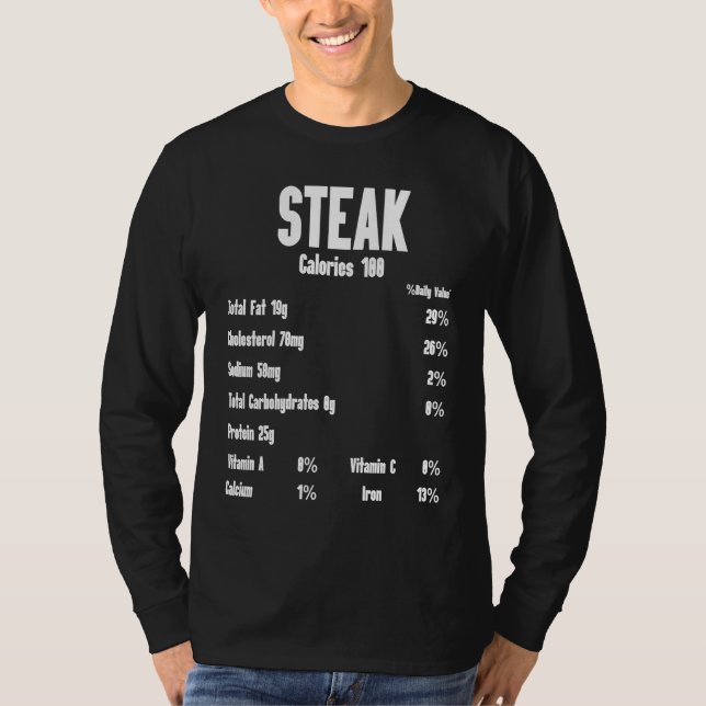 Camiseta Steak Calories Raw Steak Meat Food Beef Cow Grilli (Anverso)
