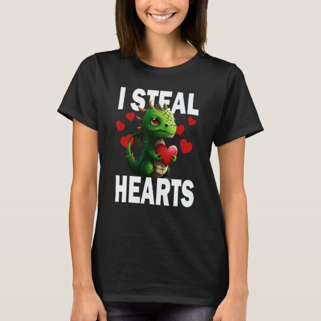 Camiseta Steal Hearts Cute Dragon Baby Valentines Day (Anverso)