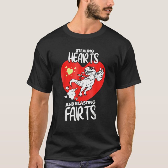 Camiseta Stealing Hearts And Blasting Farts Dino Cupid Vale (Anverso)