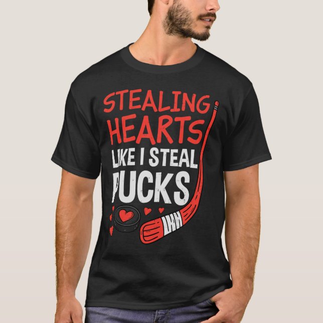 Camiseta Stealing Hearts Stealing Pucks Hockey Valentines D (Anverso)