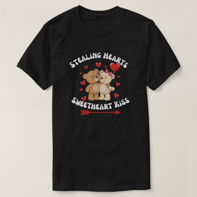 Camiseta Stealing Hearts Sweetheart Kiss Teddy Bear (Diseño del anverso)