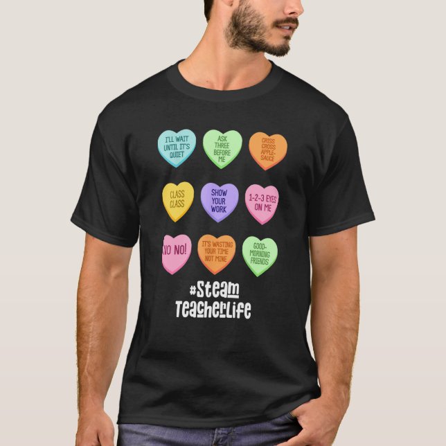 Camiseta Steam Teacher Valentines Day Conversation Heart Sc (Anverso)